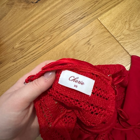 Red Strappy Knit Skirted dress size xs - Picture 4 of 5